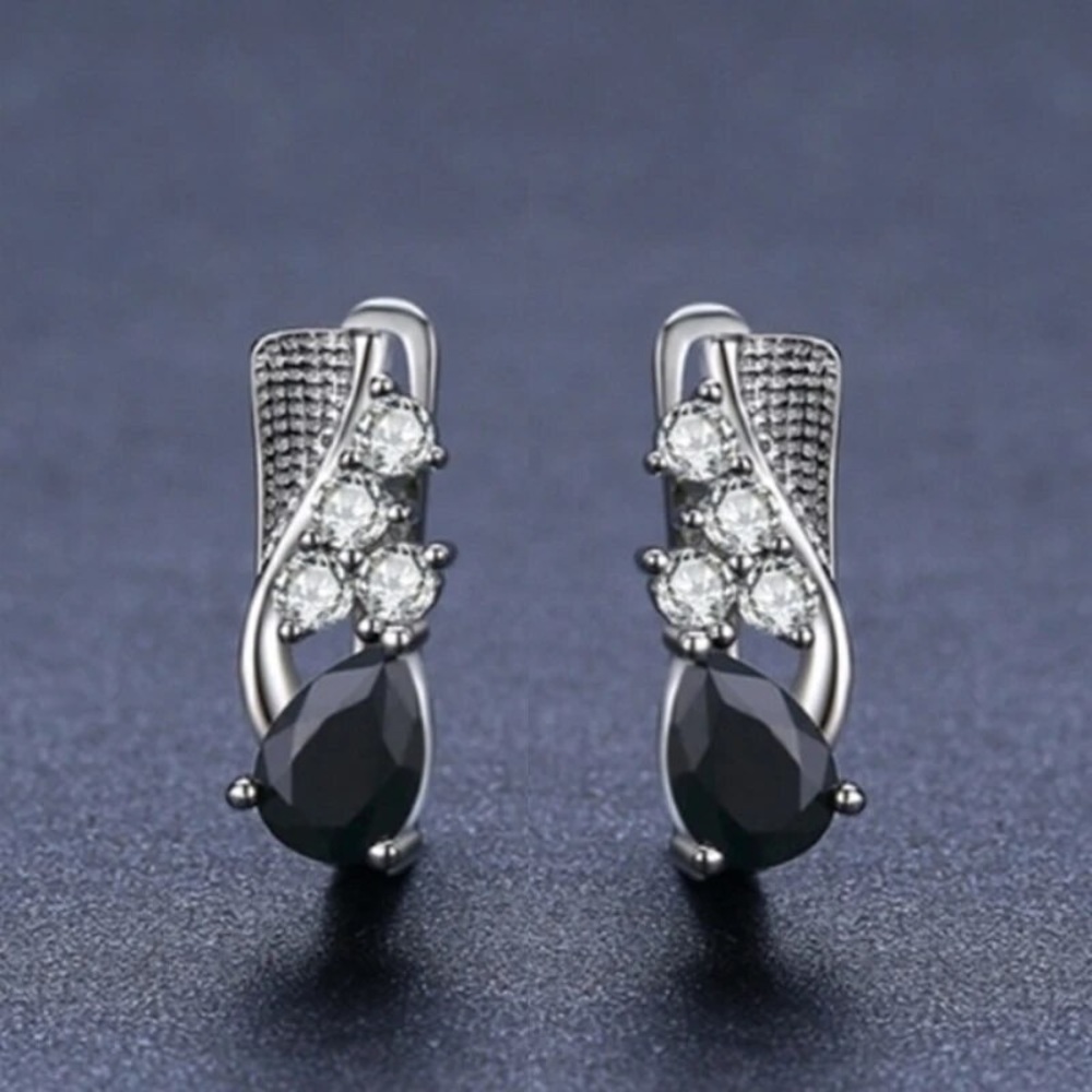 Hoop Earrings for Women Classic 925 Sterling Silver Trendy Spinel - Picture 3 of 5